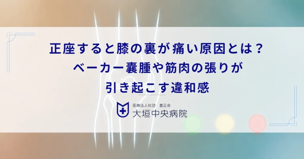 正座すると膝の裏が痛い原因とは？ベーカー嚢腫や筋肉の張りが引き起こす違和感