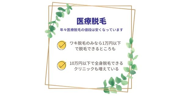 年々医療脱毛の値段は安くなっています