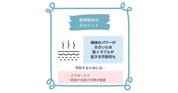 医療脱毛は機械のパワーが大きいため肌トラブルが起きる可能性も