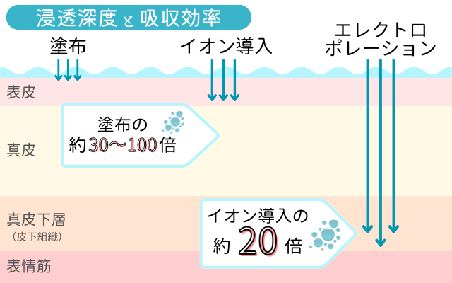 浸透深度と吸収効率の比較