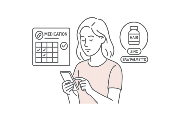 内服薬の調整とスケジュール管理をする女性
