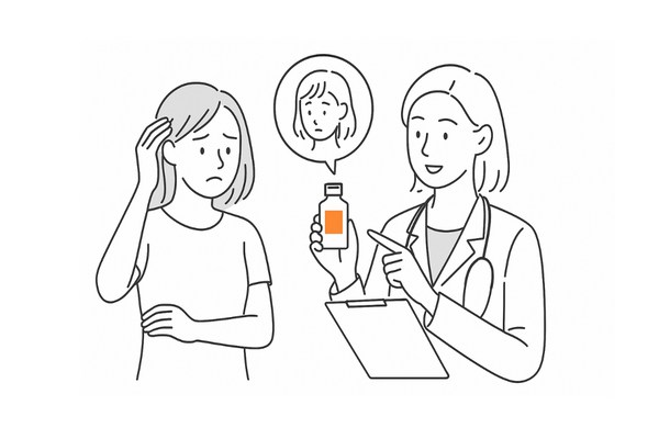 原因薬剤を見直す医師と患者