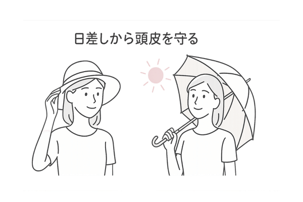 紫外線対策・帽子や日傘のイメージ