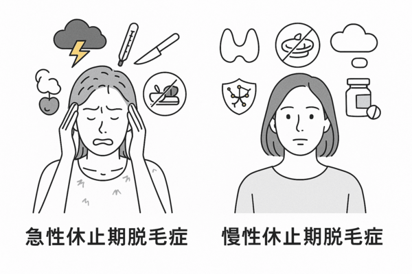 休止期脱毛症は、症状の持続期間によって「急性」と「慢性」に分類される