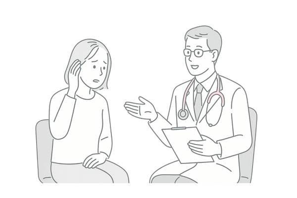 女性患者が医師に薄毛治療の相談をしている場面