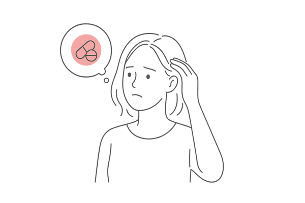 薄毛に悩む女性が内服薬を検討しているイメージ