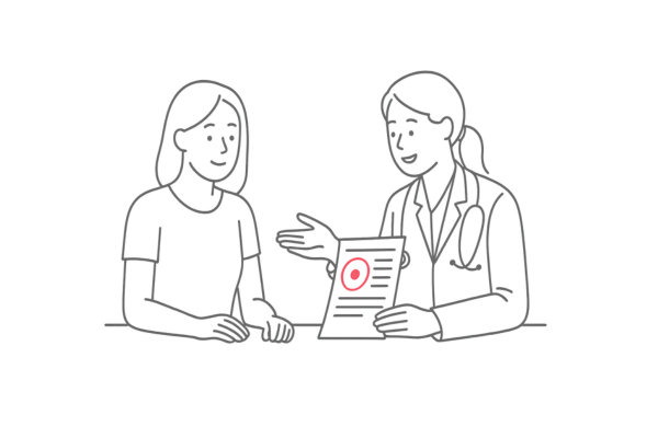 医師と女性患者がカウンセリングしているイメージ