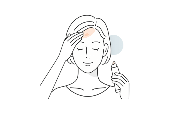 外用薬を生え際に塗布するイメージ