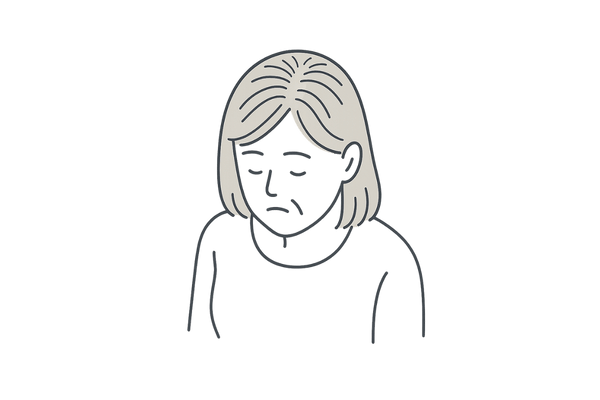 頭頂部がペタッとなっている女性のイラスト