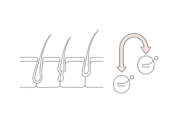 ホルモンバランスの変化とヘアサイクルの概要図