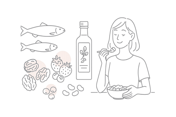 女性が健康的な食事を楽しんでいるイメージ