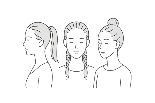 髪を強く引っ張るヘアスタイル例