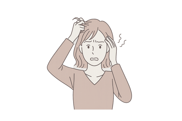 髪を抜こうとする女性が緊張している様子