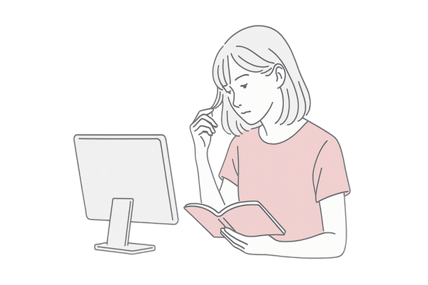 無意識に髪を触っている女性