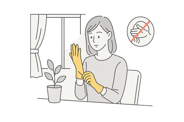 抜毛を防ぐために手袋などを活用する女性