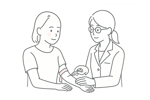血液検査を受ける女性のイラスト