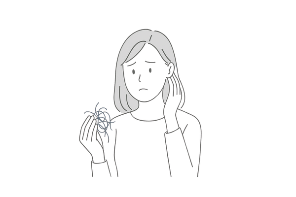 抜け毛に悩む女性のイメージイラスト