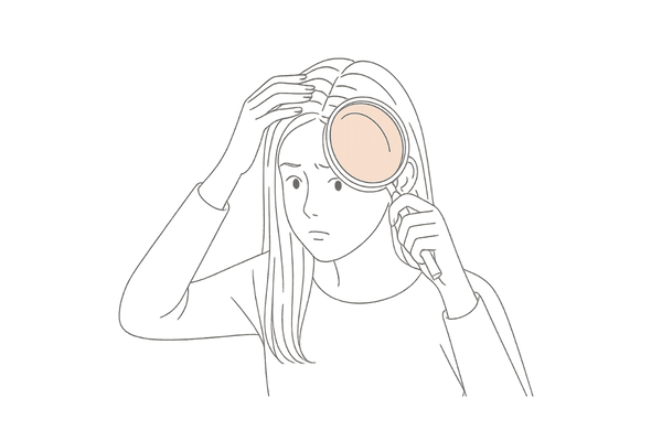 頭皮を拡大鏡でチェックして原因を探るイメージイラスト