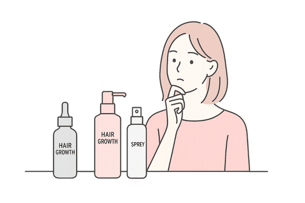 複数の育毛剤を比較しようとする女性