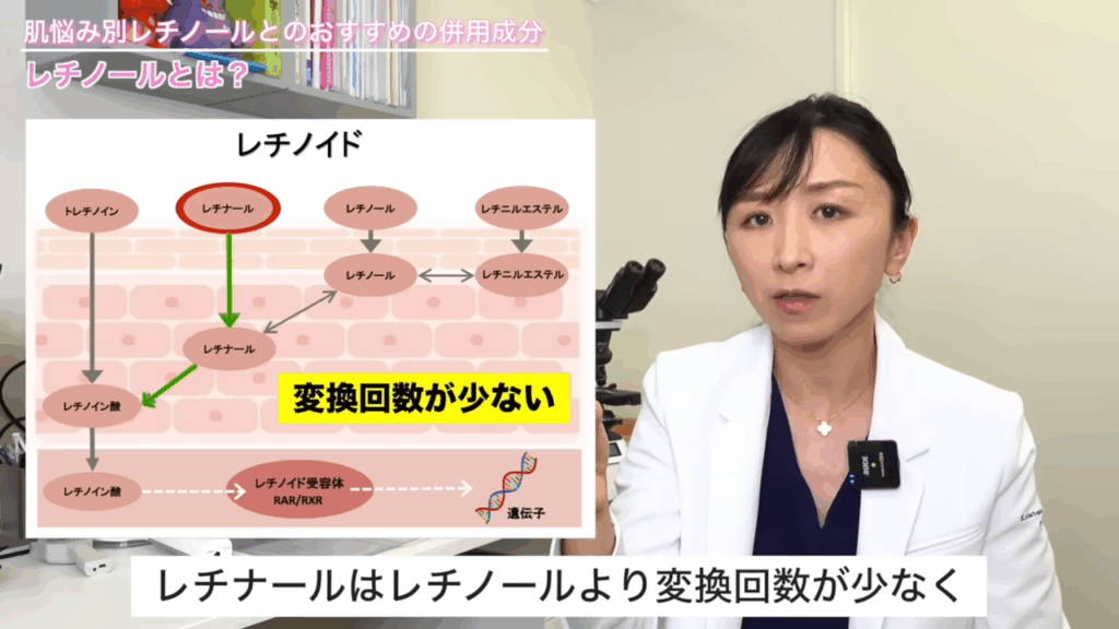 レチナールはレチノールより変換回数が少ない