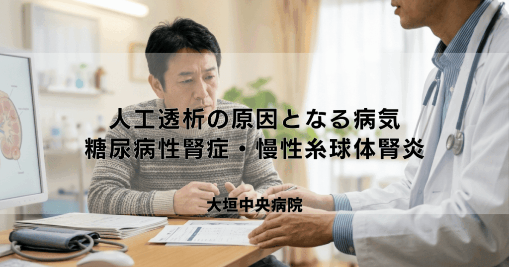 人工透析の原因となる主な病気｜糖尿病性腎症・慢性糸球体腎炎など