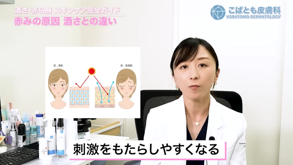 酒さの患者さんの場合、バリア機能の低下が起こっているという風に言われています