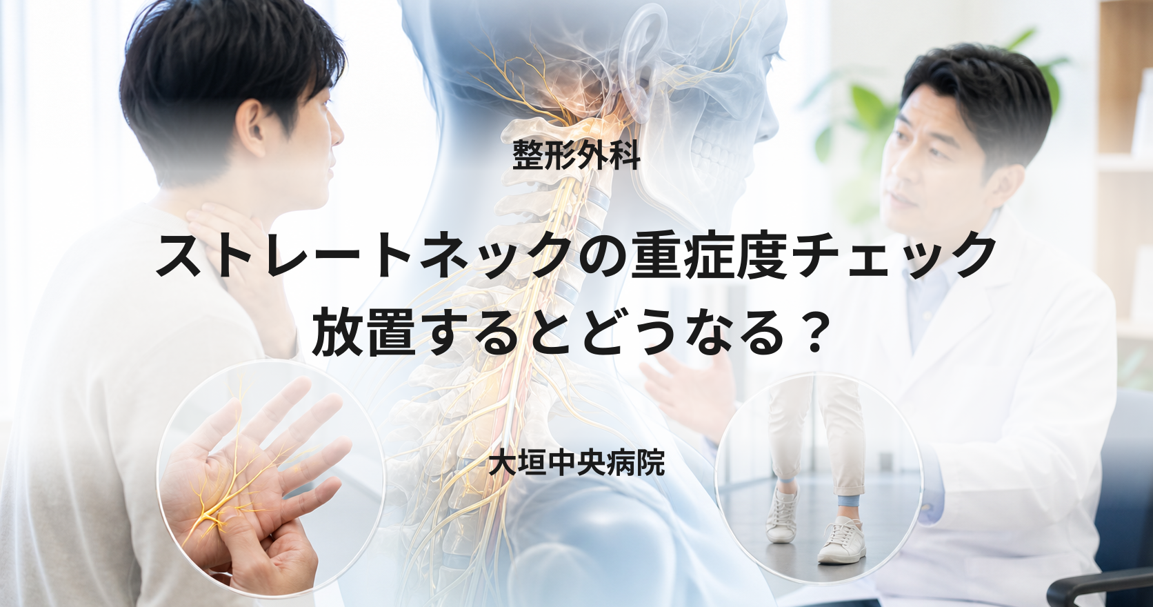 首の痛みと手のしびれについて整形外科で相談する患者のイメージ