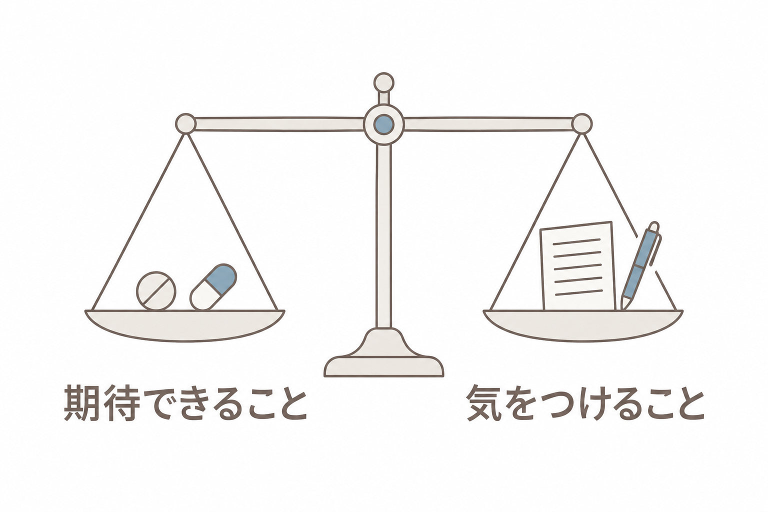 期待できることと気をつけることのつり合い
