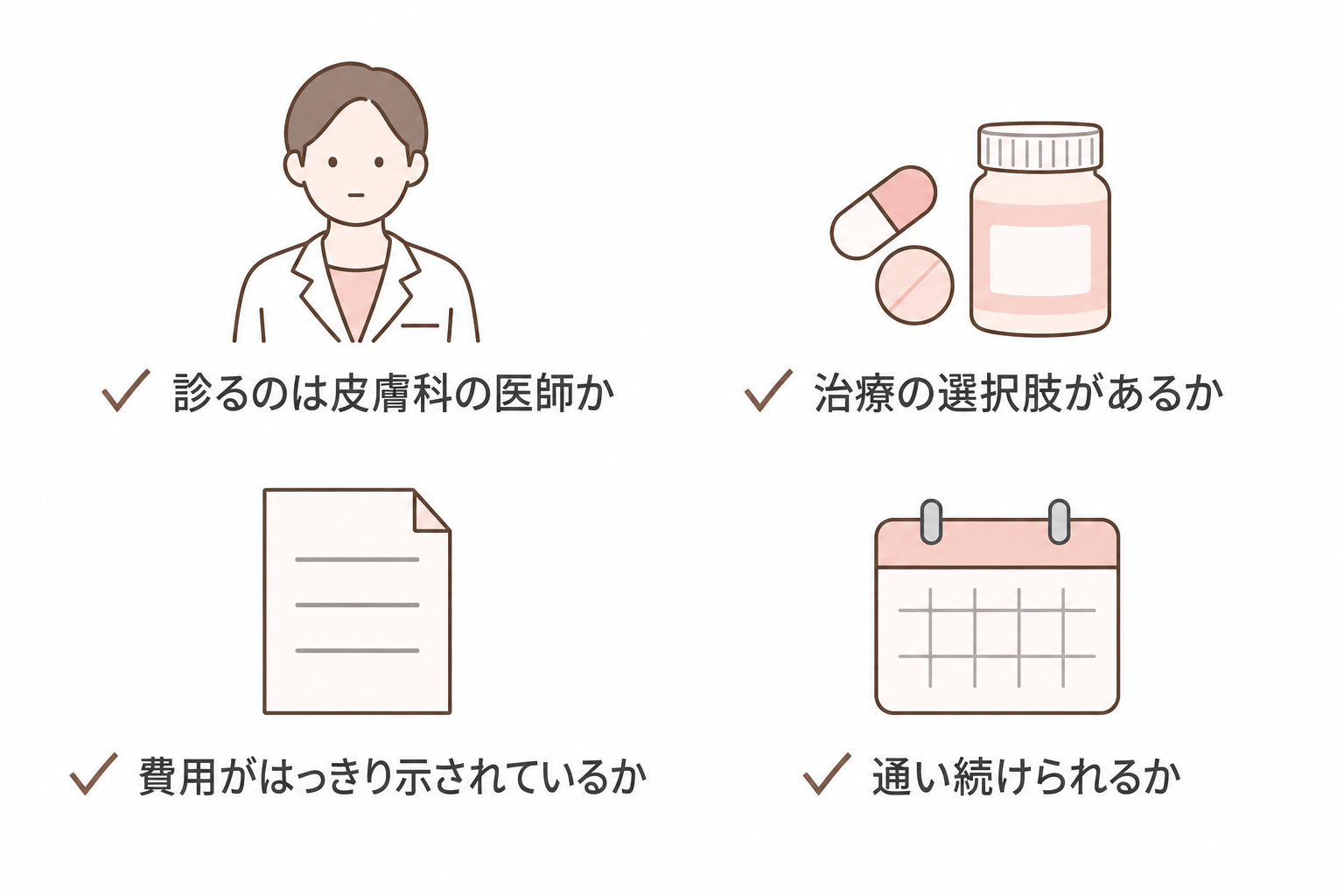 クリニックを選ぶときに確認する4つのこと