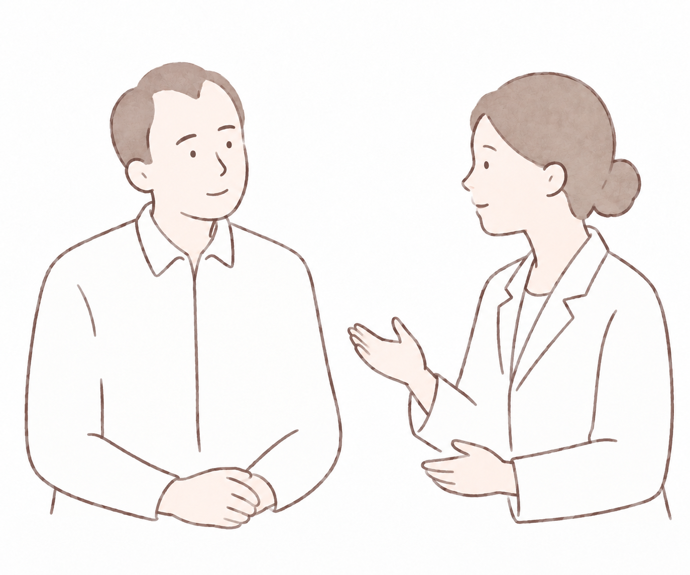 医師と向かい合って相談するようす