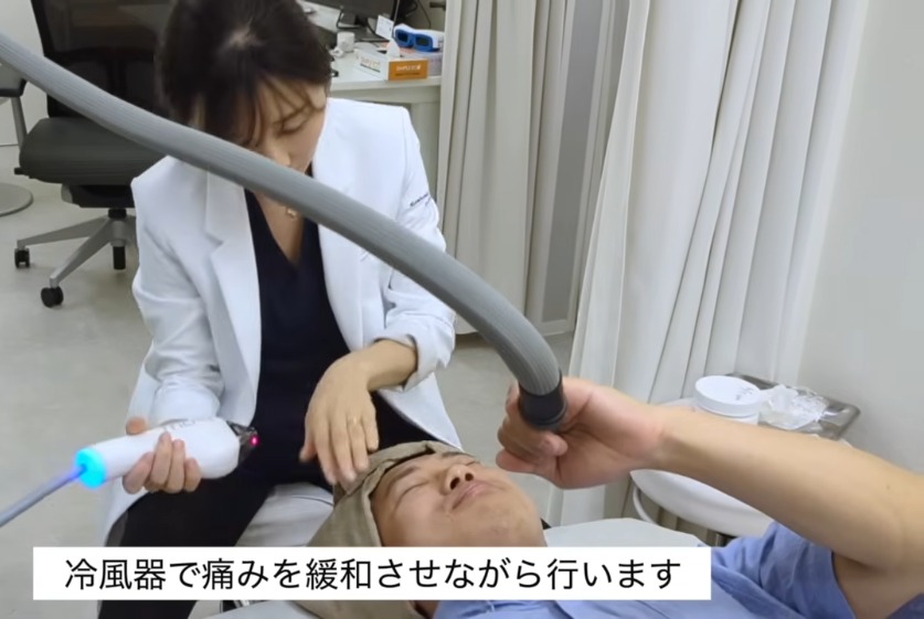 冷風器で冷やしながらMOXIを照射している様子